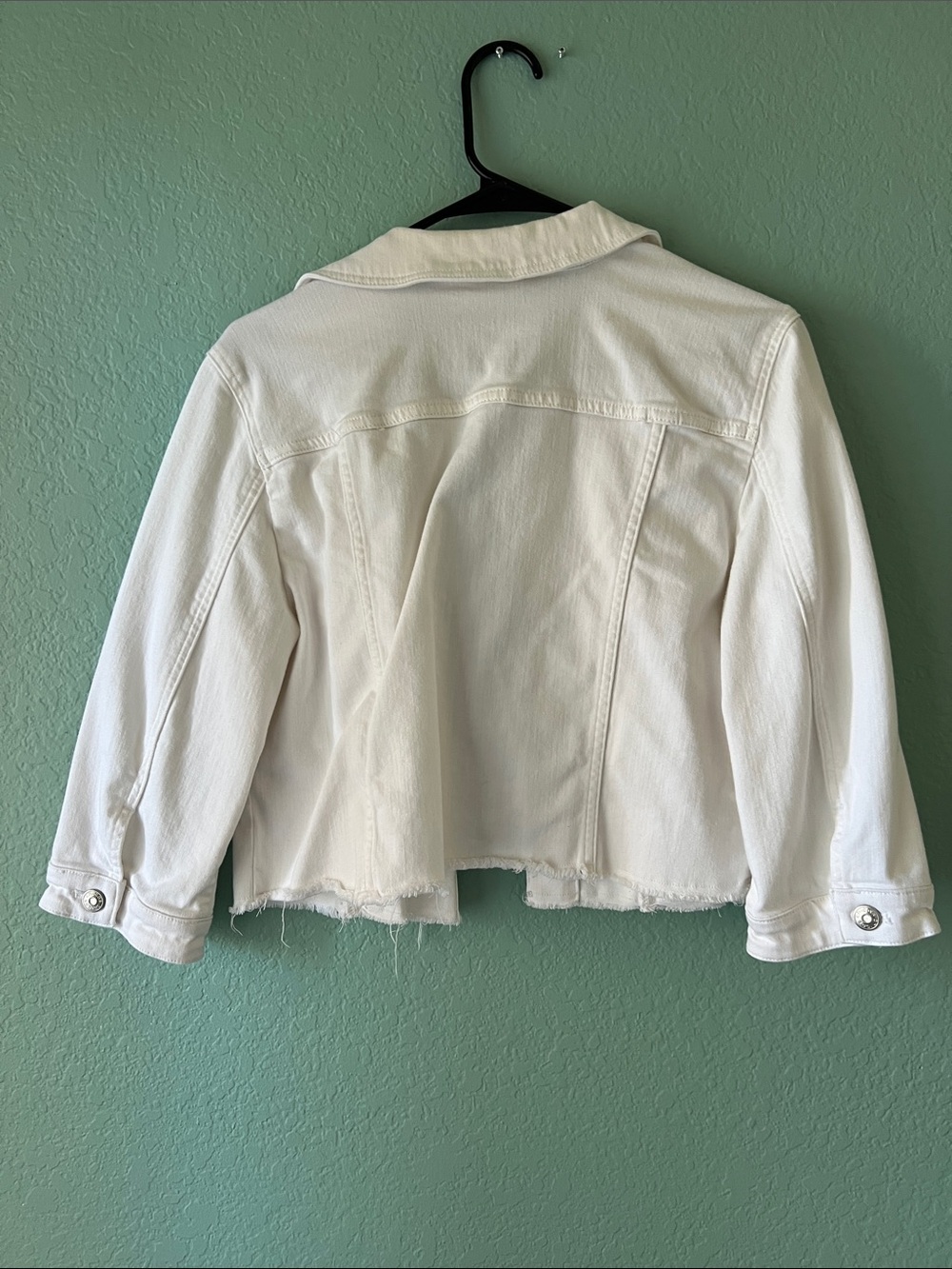 Chico's White Cropped Denim Jacket with Button Front - Picture 4 of 4